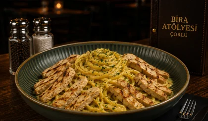 Cheddar Soslu Spagetti Tavuk