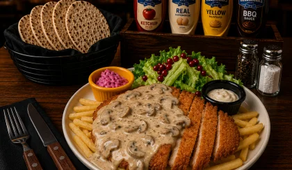 Kremalı & Mantarlı Tavuk Schnitzel